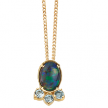 BLUE OPAL TRIPLET,SWISS BLUE TOPAZ NECKLACE